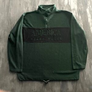 Vintage Perry Ellis America Quarter Zip sweatshirt Mens XL Green‎ 1990s
